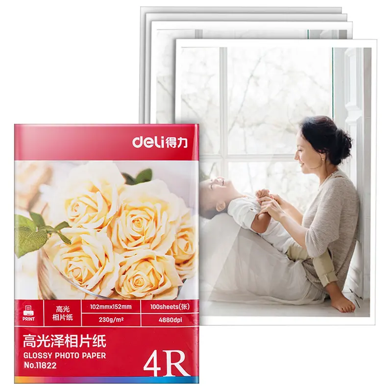 100-Pack 4R Glossy Photo Paper – 6X4 Inch, High-Resolution Print 1