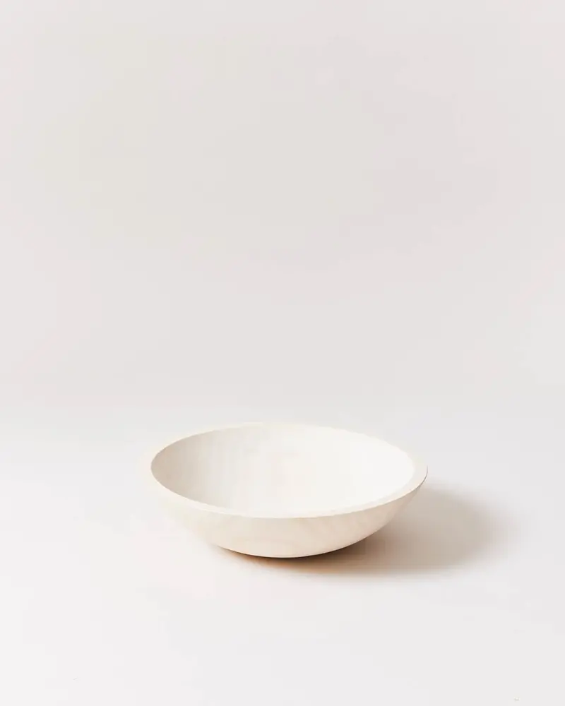 12-Inch White Wooden Bowl – Minimalist Farmhouse Kitchen Bowl 1