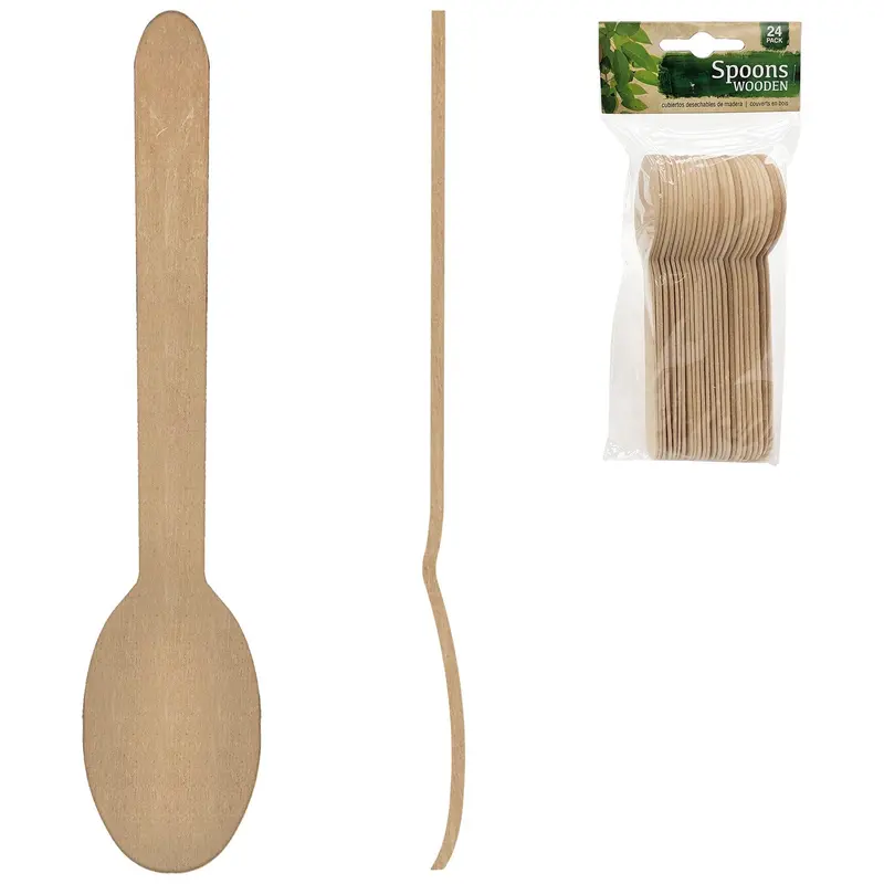 24-Piece Natural Wooden Cooking Spoons (6 Inches) 1