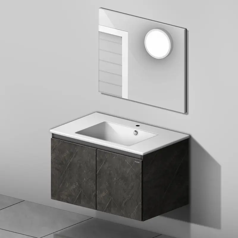 3-Piece Bathroom Vanity Set With Sink, Mirror, And Cabinet 1
