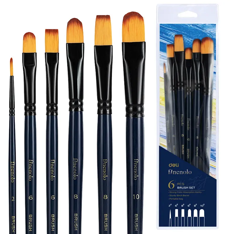 6-Piece Watercolor Brush Set – Synthetic Bristle, Travel-Friendly 1