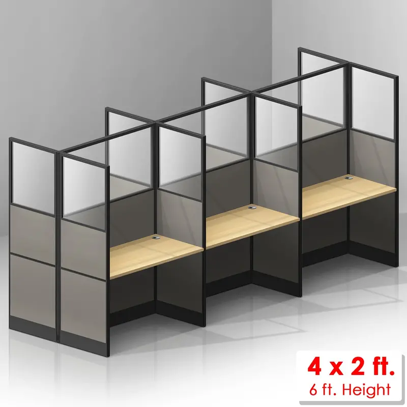 6-Unit Modular Partition System With Integrated Tabletop 1