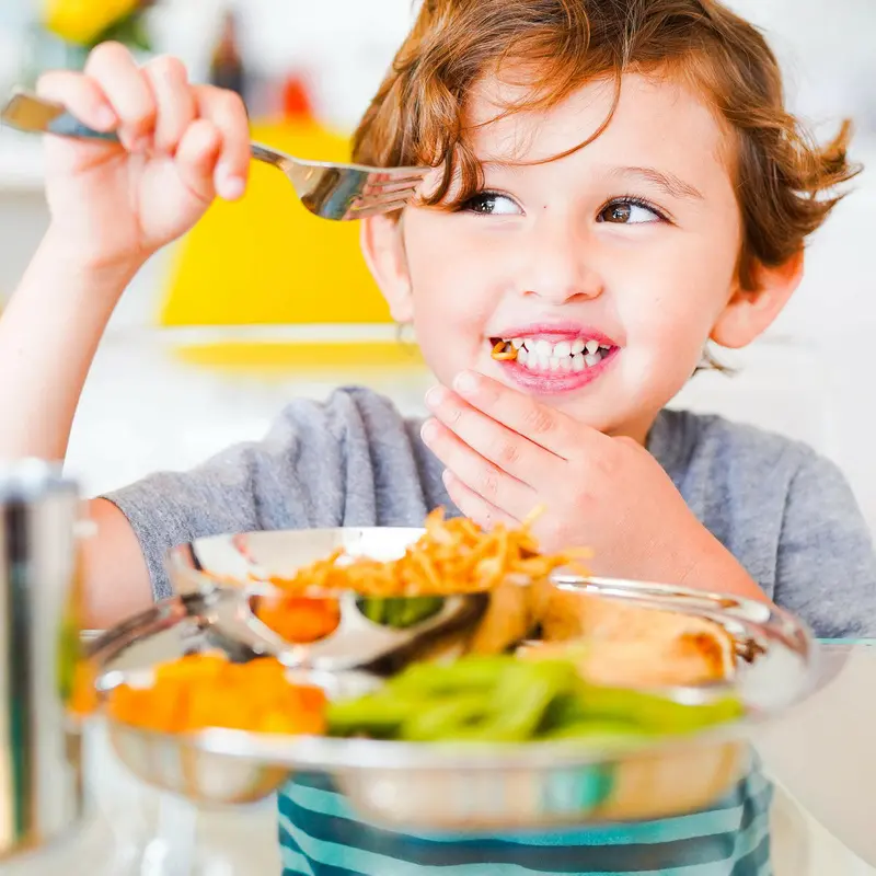 Ahimsa Iridescent Blue Kids’ Stainless Steel Compartment Plate 1