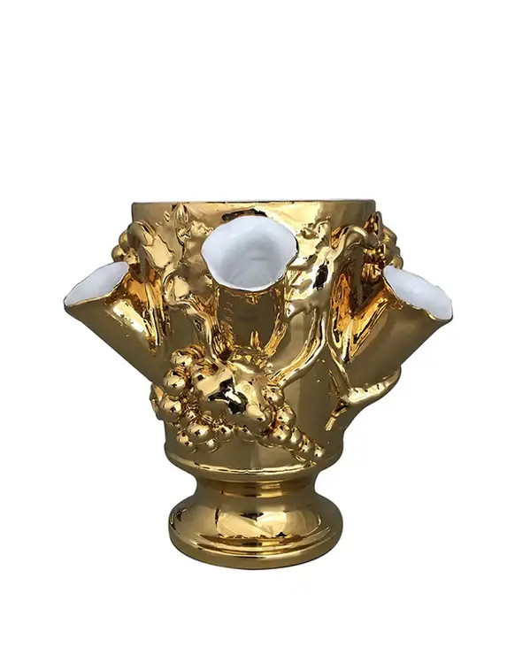 Anghiari Sculptural Gold-Finished Table Vase 1