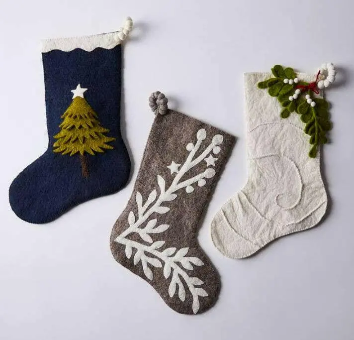 Arcadia Home Hand-Felted Wool Christmas Stockings – Artisan-Crafted Holiday Hangings 1