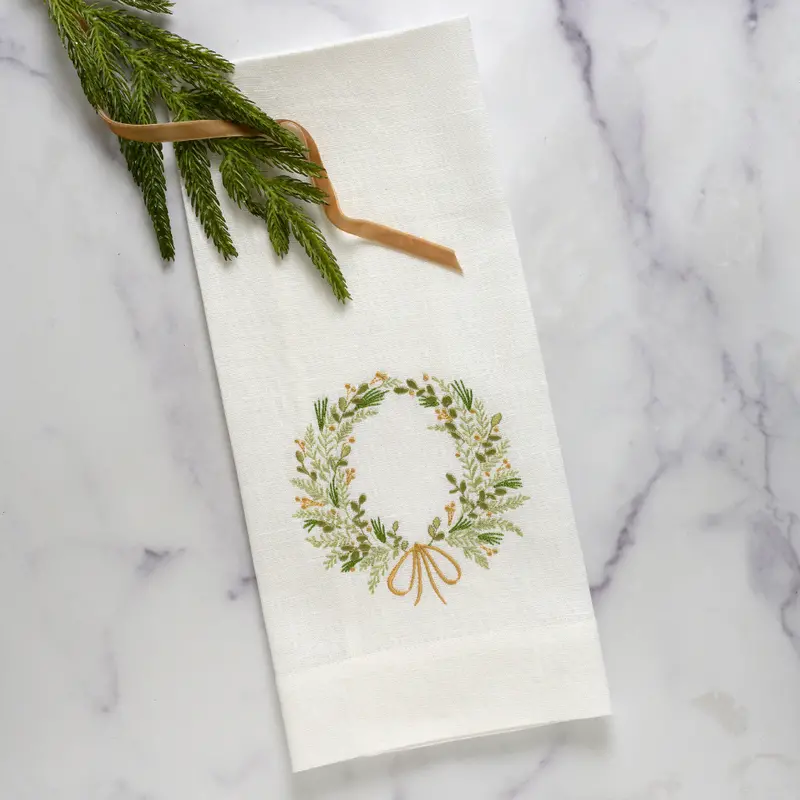 Arte Italica & Crown Linen Farmers Market Wreath Towel: Cotton Kitchen Linen 1