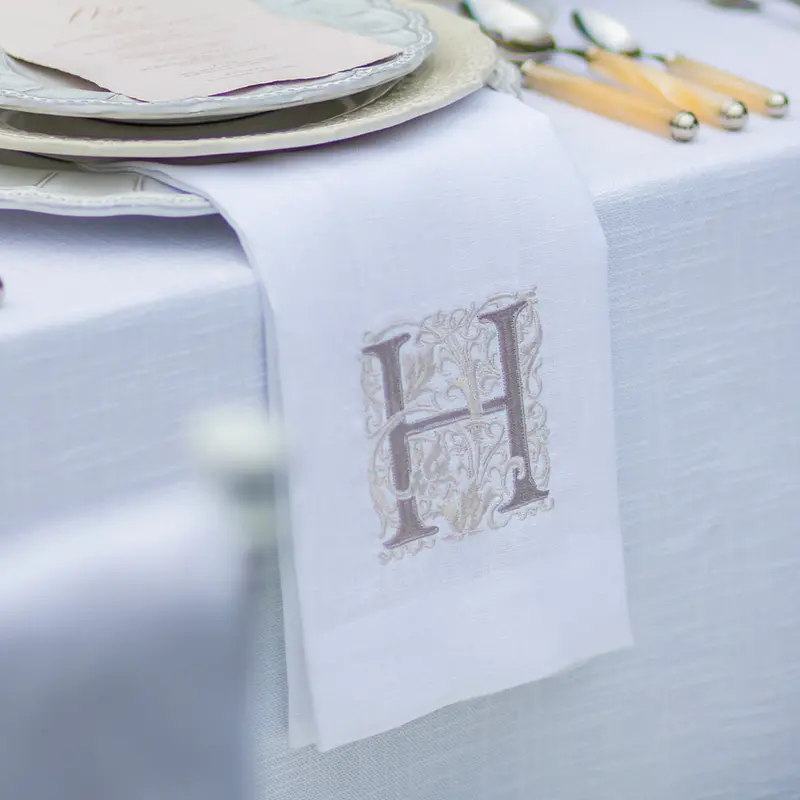 Arte Italica × Crown Linen Monogram Towel: Initial H In Tailored Linen 1