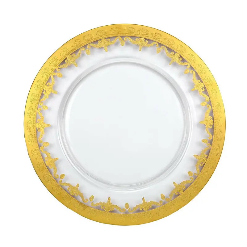 Arte Italica X Crown Linen Vetro Gold Metallic Charger 1