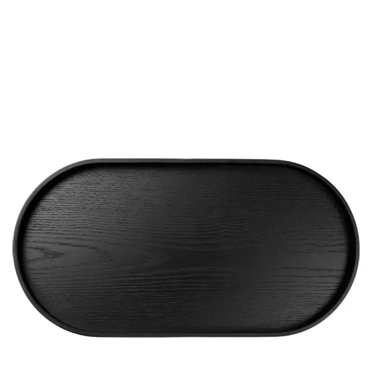 Asa Black Matte Oval Wooden Tray With Smooth Finish 1