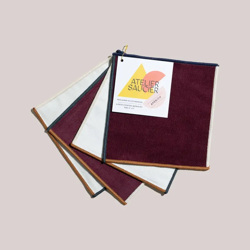 Atelier Saucier Clubhouse Cocktail Napkins – Linen-Blend Set 1