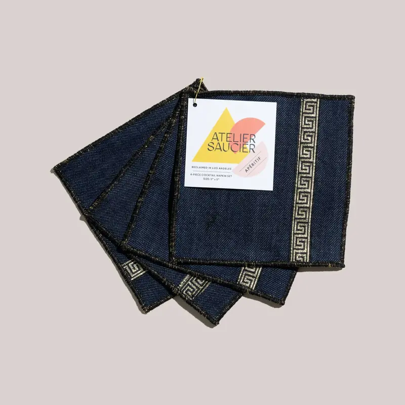 Atelier Saucier Grecian Cocktail Napkins – Classic Textured Design 1