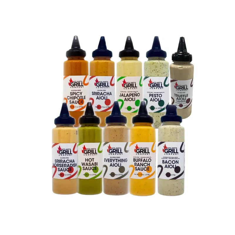 Atlanta Grill Company Squeeze Bottle Sauce Variety Pack (10 Flavors) 1