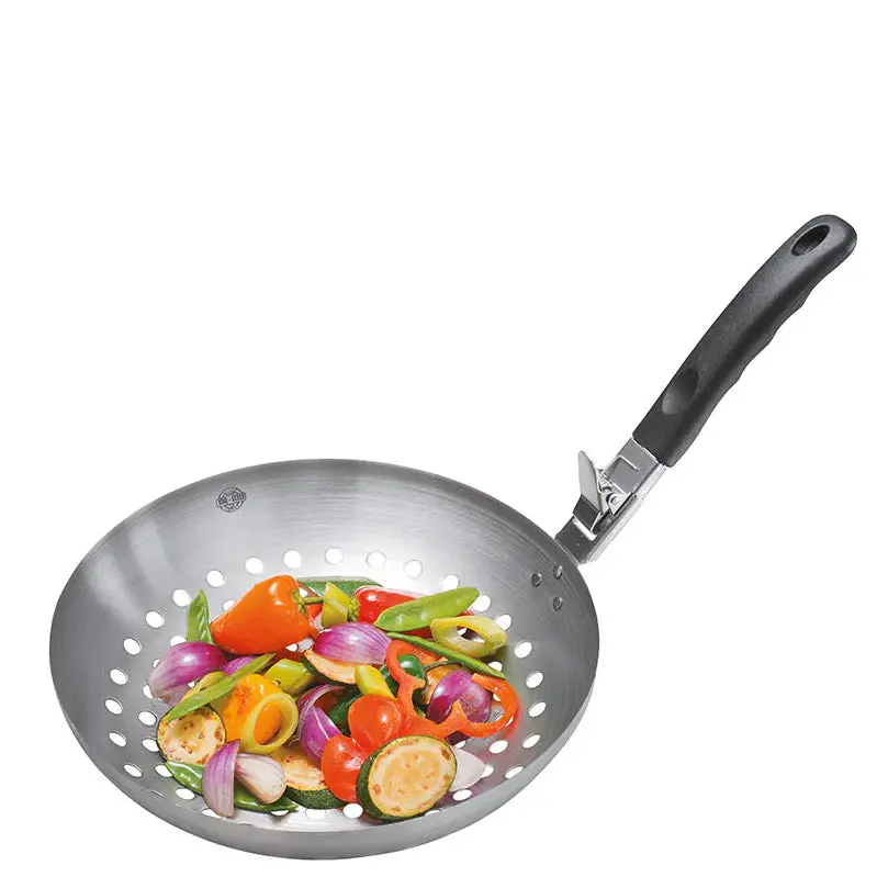 Bbq Vegetable Wok With Perforated Base For Grilling 1