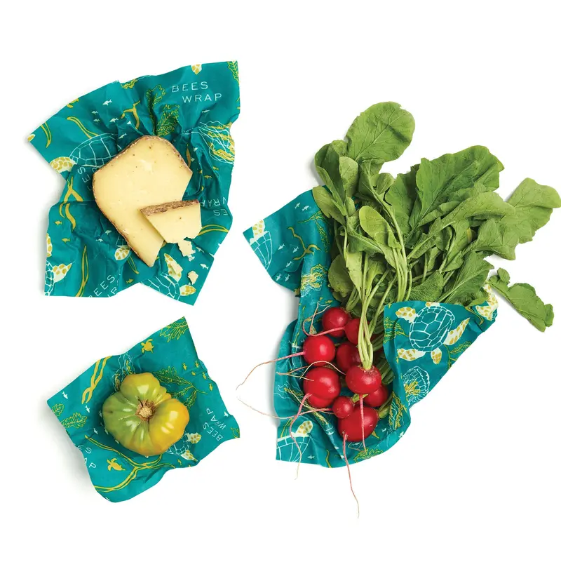 Bee'S Wrap Ocean-Themed 3-Pack Reusable Food Wraps 1