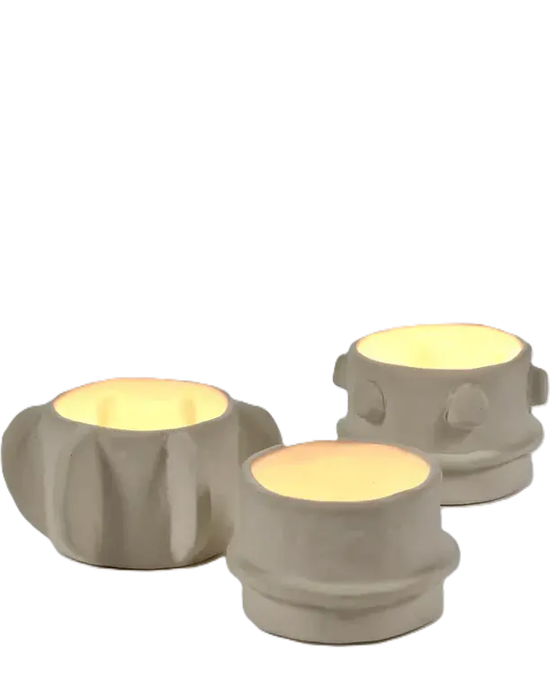 Beige Molly Tealight Holders – 3-Piece Set 1
