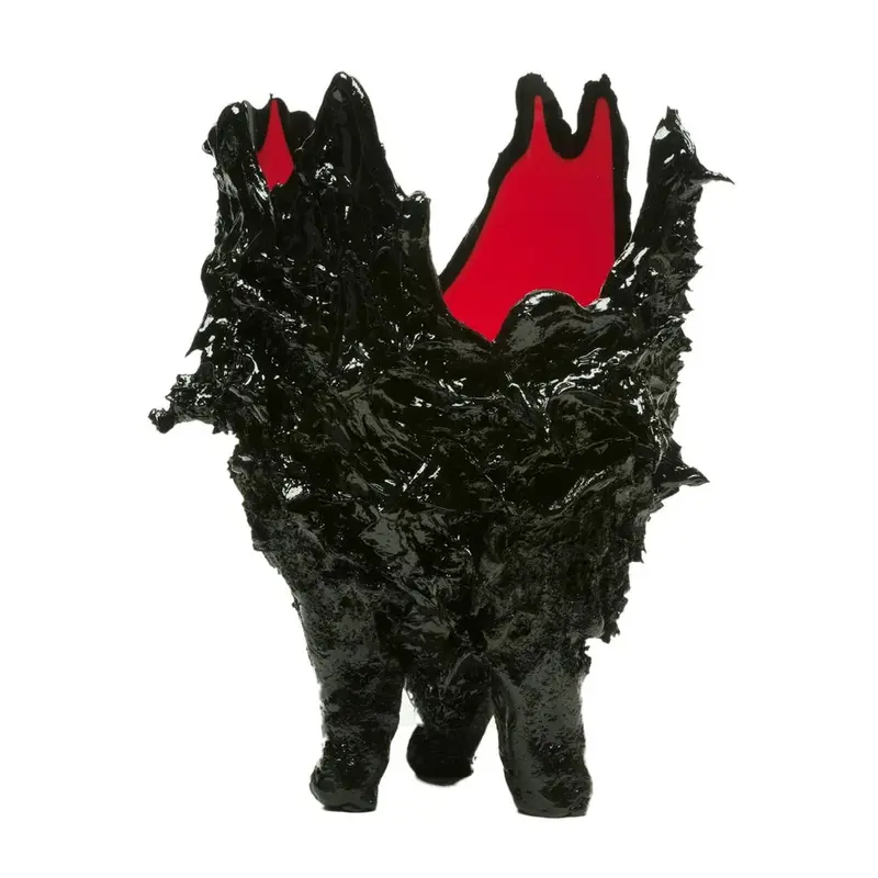 Black And Red Matte Lava-Effect Ceramic Vase 1