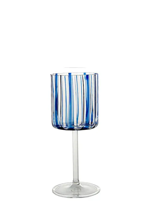 Blue-Striped Tuttoattaccato Wine Goblet 1