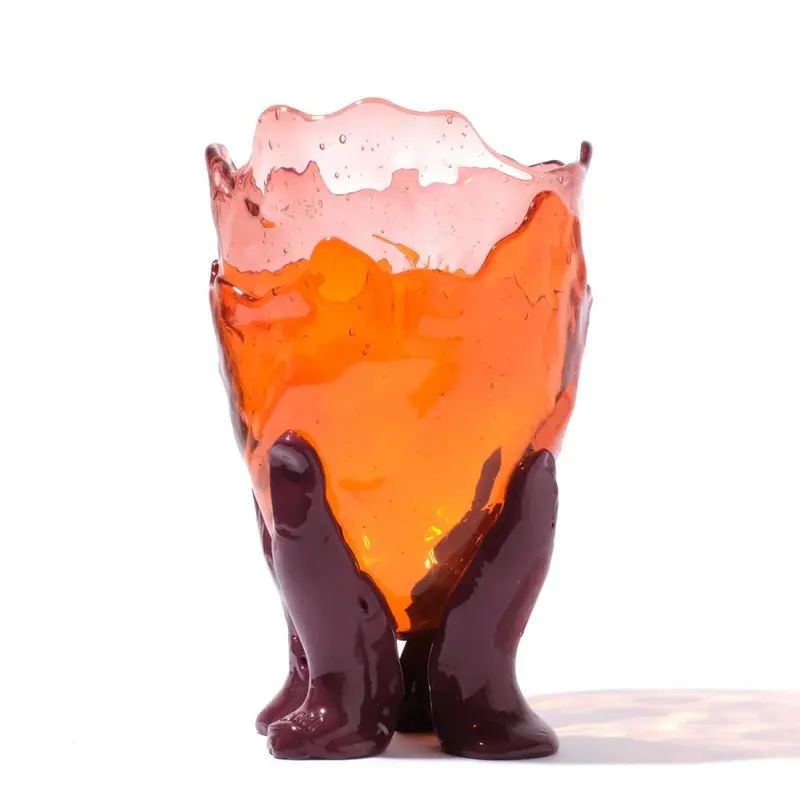 Bold Triple-Color Vase: Pink, Orange, And Cherry Matte Finish 1