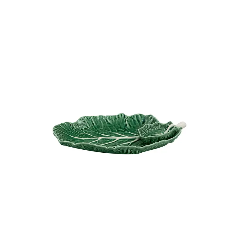 Bordallo Pinheiro Cabbage Chip & Dip Bowl – 8" Natural Ceramic 1