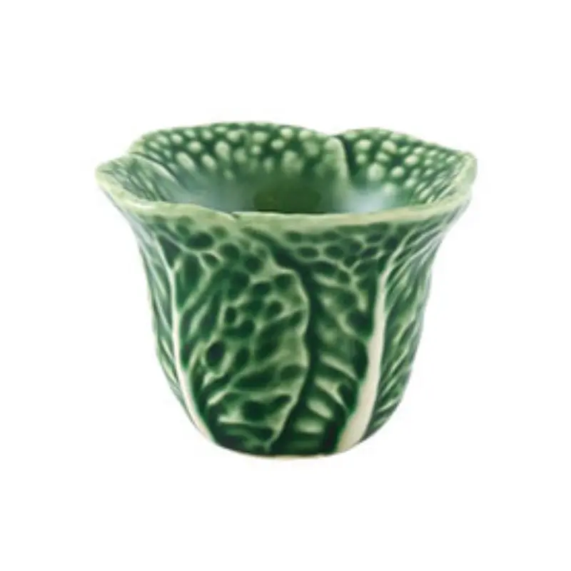 Bordallo Pinheiro Cabbage Egg Cups – Artisan Ceramic Breakfast Set 1