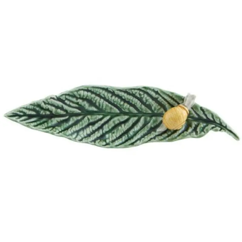 Bordallo Pinheiro Countryside Leaves: Medlar Leaf Platter With Snail Motif 1