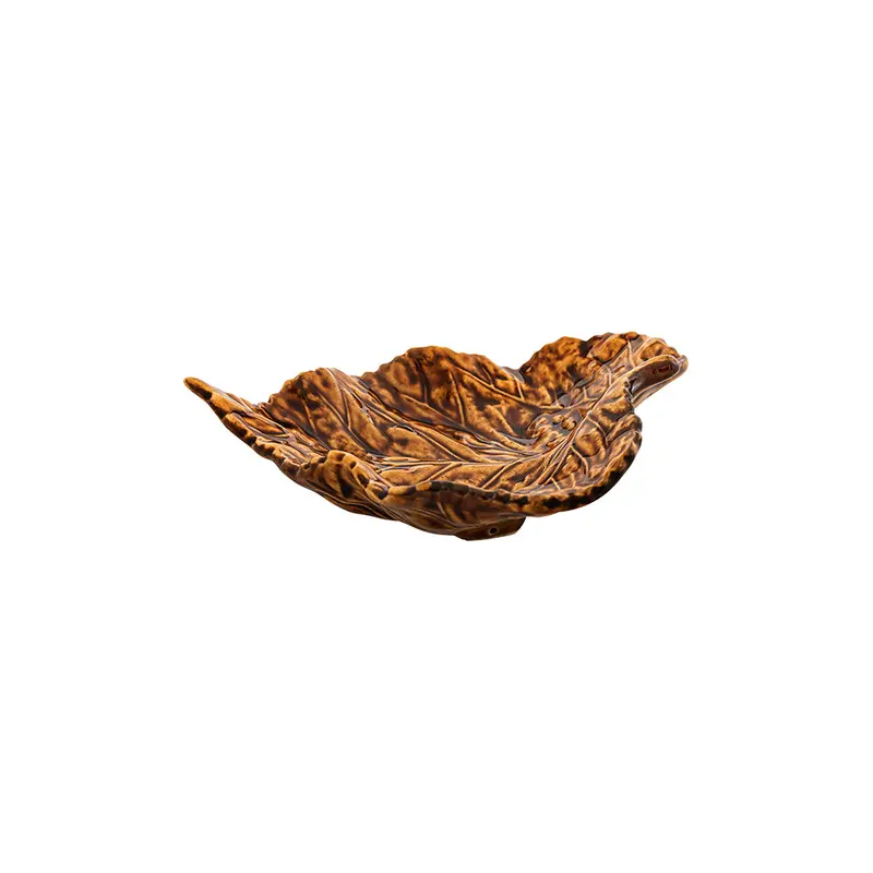 Bordallo Pinheiro Gudrun Small Birch Leaf Plate – Brown Glaze 1