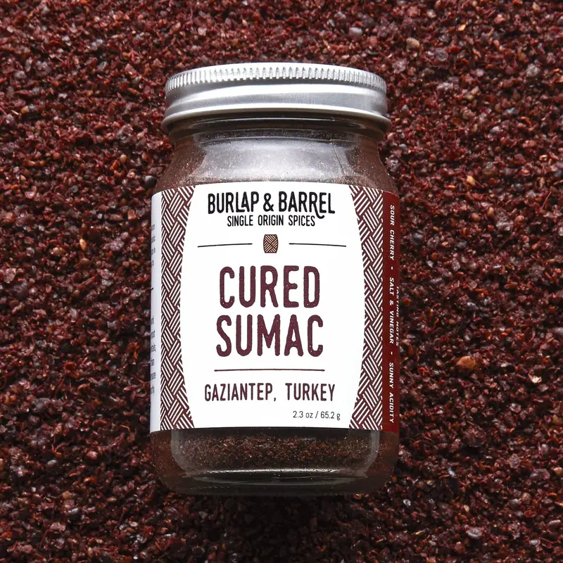 Burlap & Barrel Cured Sumac – Tart, Single-Origin Middle Eastern Spice, 2.3 Oz Glass Jar 1