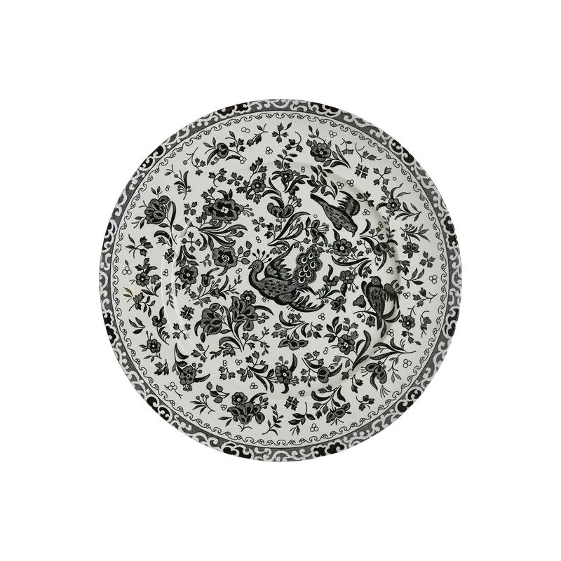 Burleigh Black Regal Peacock Medium Dinner Plate 1