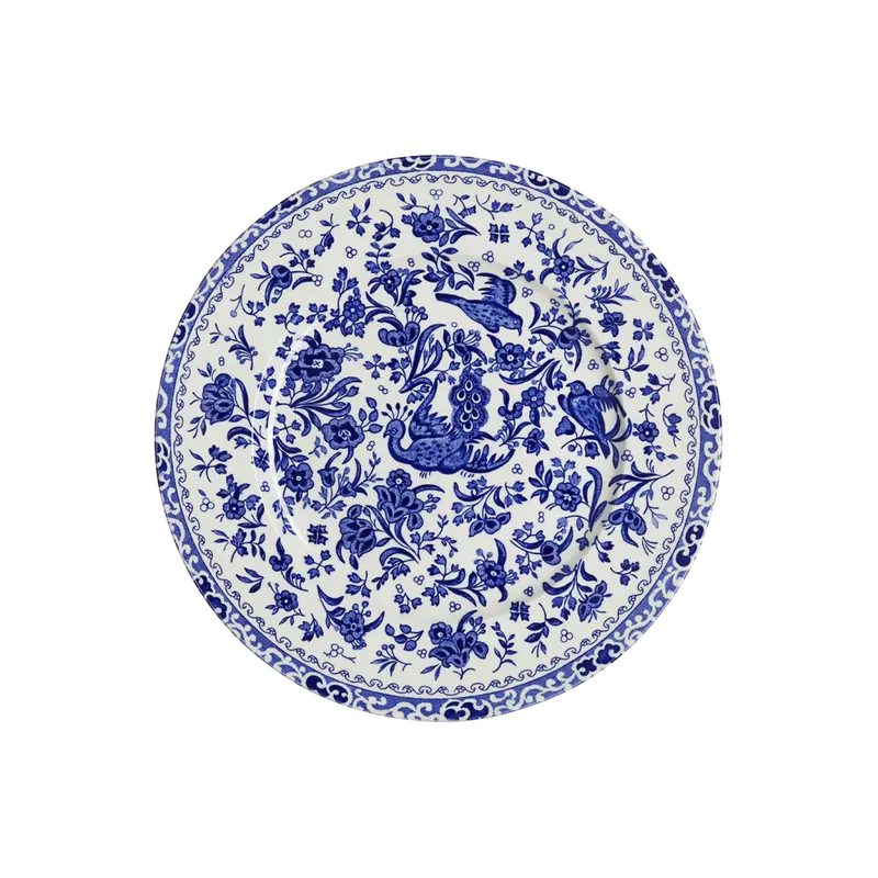 Burleigh Blue Regal Peacock Porcelain Medium Dinner Plate – Heritage English Tableware 1