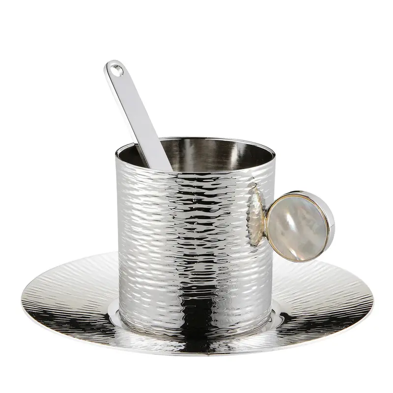 Bus Rhodium-Finished Demitasse Cup Set With Saucer & Stirrer 1