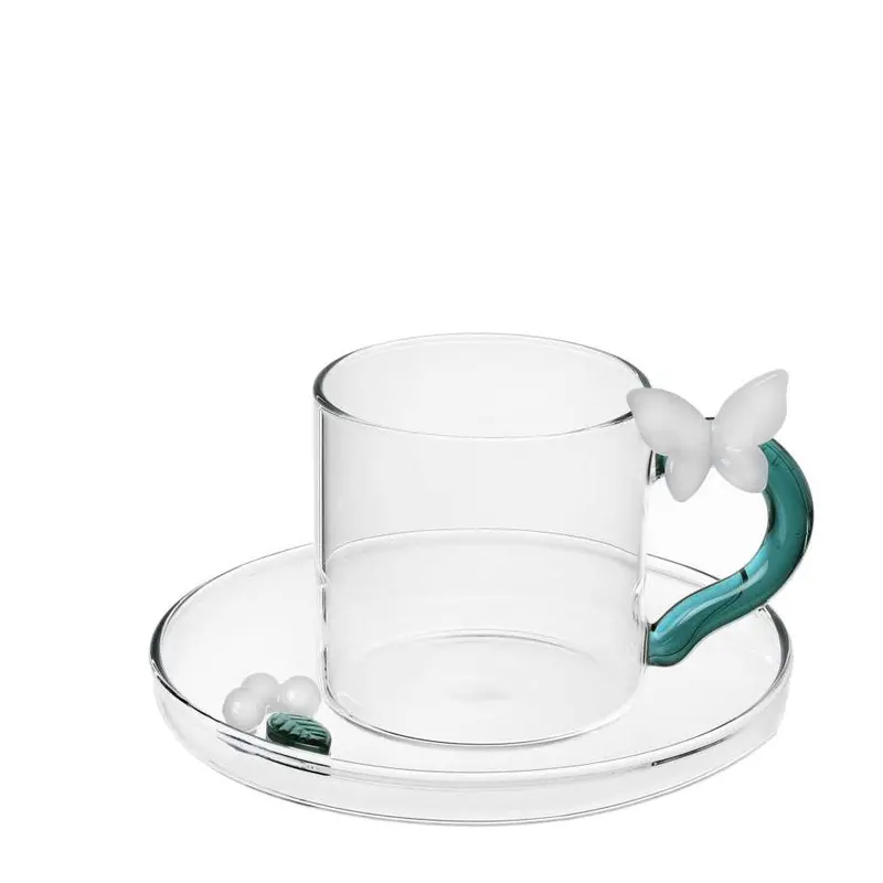 Butterfly-Embellished Coffee Cup & Saucer 1