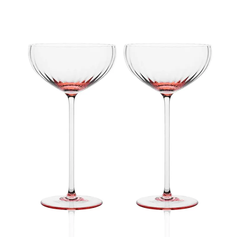 Caskata Quinn Rose Coupe Glasses – Elegant Stemmed Drinkware Set 1