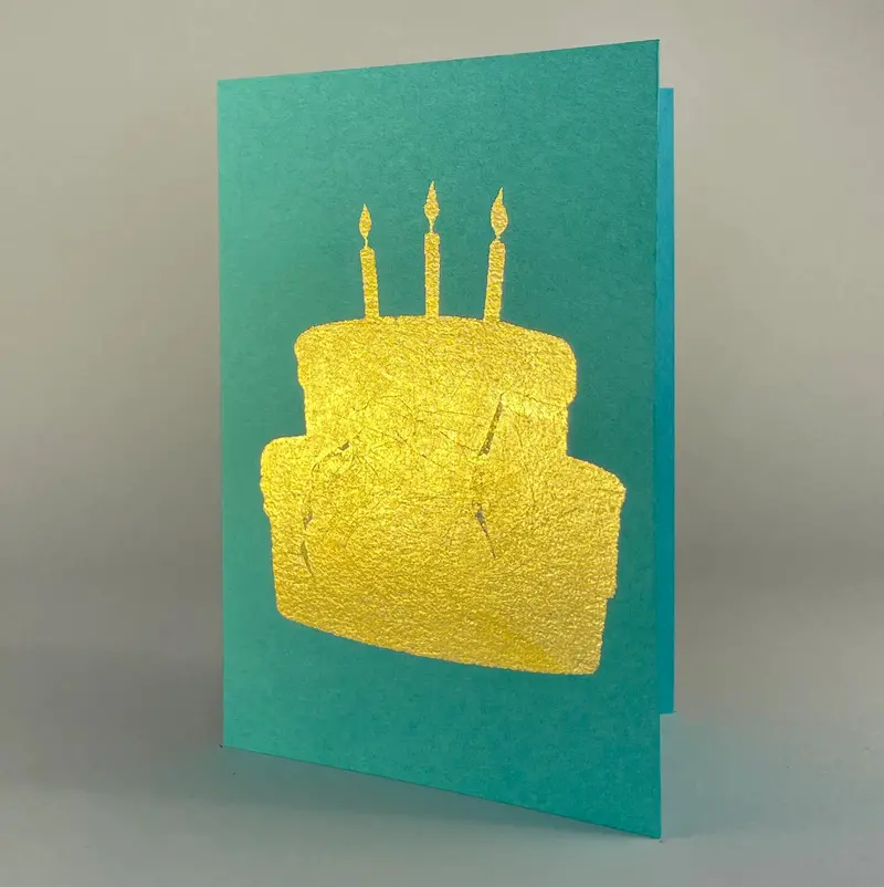 Catherine Greenup Greeting Card: Blue Raspberry Cake Design 1