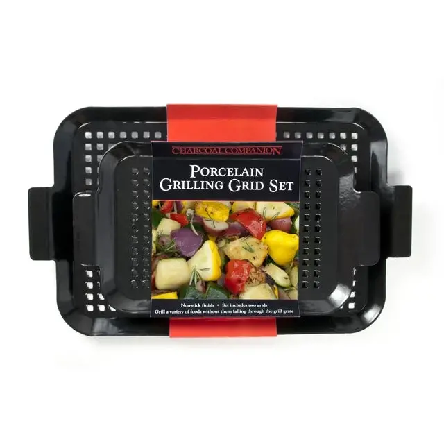 Charcoal Companion Porcelain-Coated Grilling Grid Set (2-Pack) 1