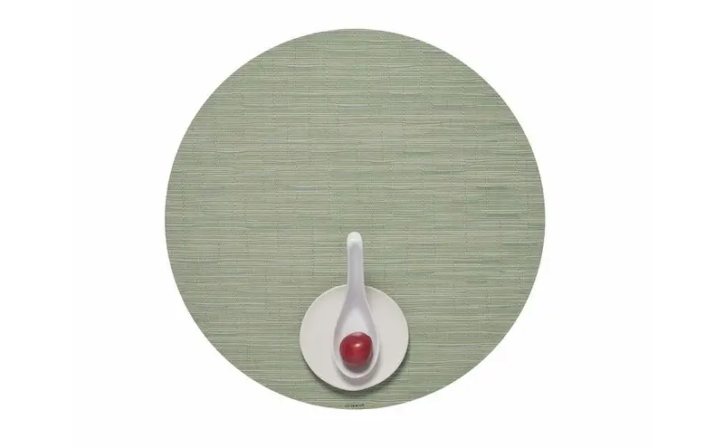 Chilewich Bamboo-Texture Round Placemat In Spring Green 1