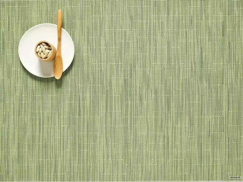 Chilewich Bamboo-Weave Placemat In Spring Green – 14" × 19" 1