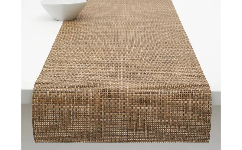 Chilewich Teak Basketweave Table Runner 1