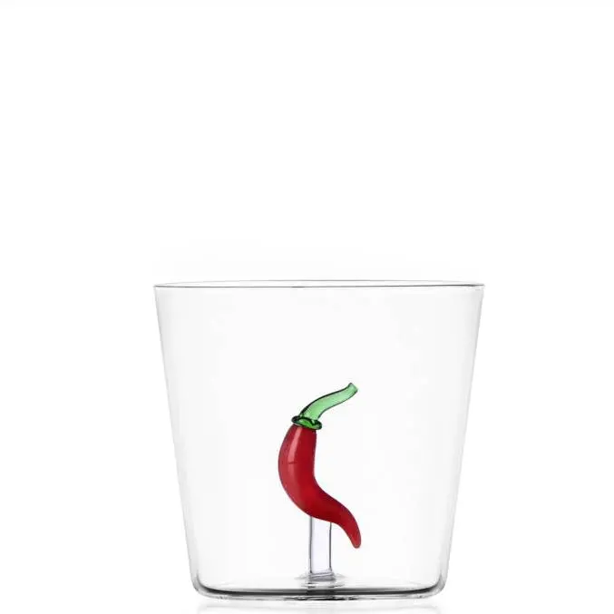 Chili Pepper Accent Glass Tumbler 1