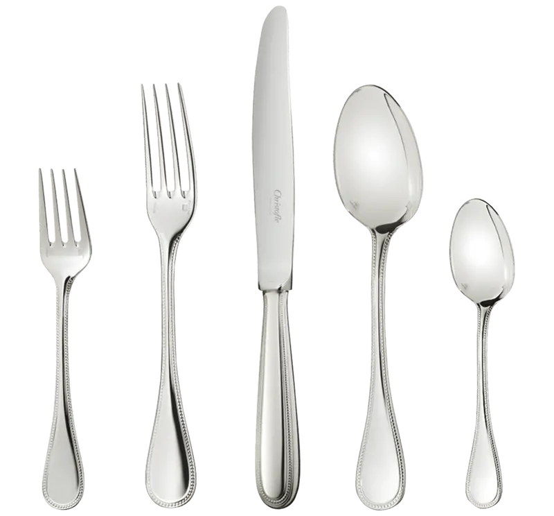Christofle Perles Silver-Plated Flatware Set – 5-Piece Place Setting 1