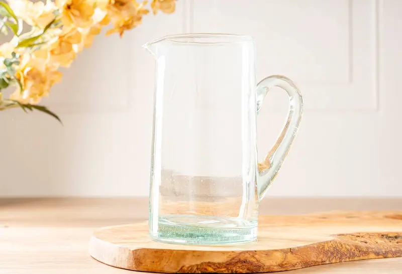 Clear Moroccan Cone Pitcher – Minimalist Blown Glass Water Or Wine Jug 1