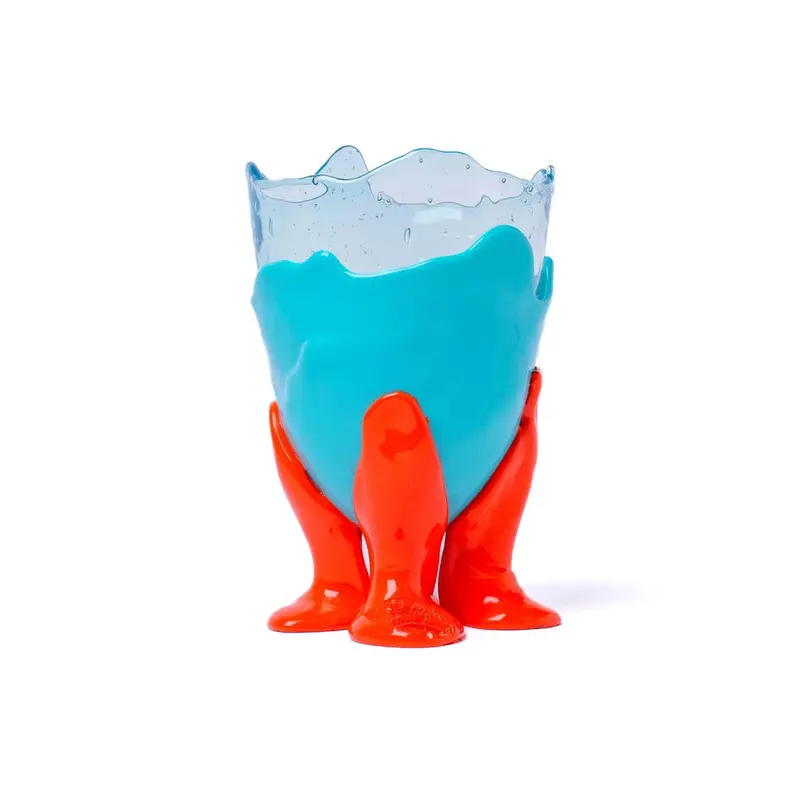 Contemporary Clear Vase: Aqua, Matte Turquoise, And Vibrant Orange 1