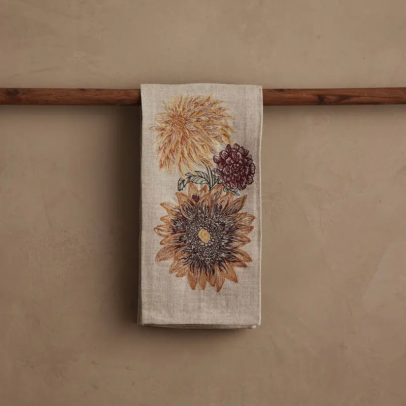 Coral & Tusk Autumn Sunflower Tea Towel – Cheerful Seasonal Kitchen Linen 1