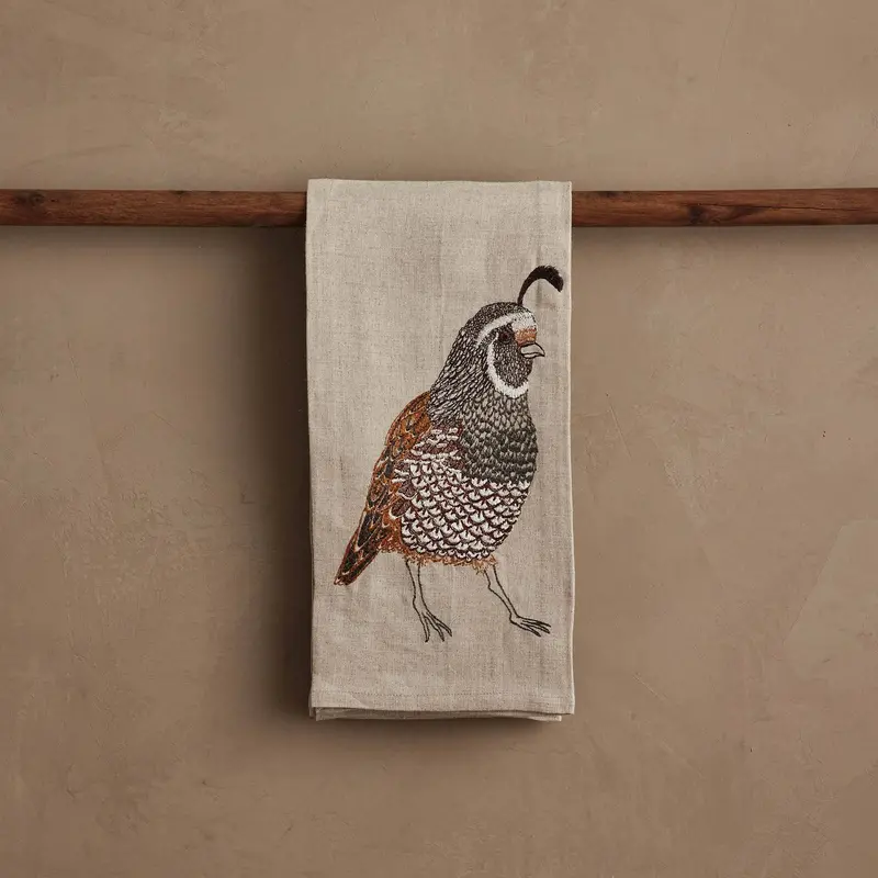 Coral & Tusk Quail Design Tea Towel – Whimsical Bird-Themed Cotton Towel 1