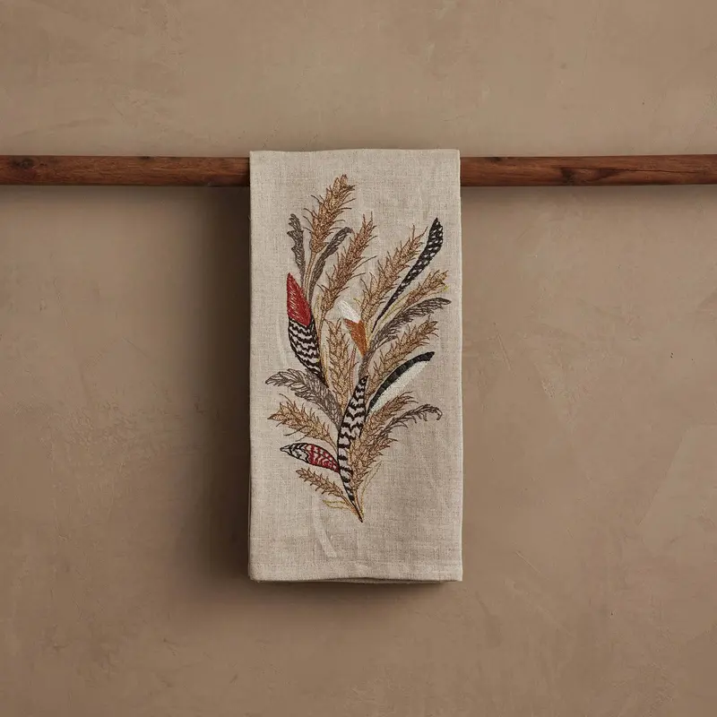Coral & Tusk Wheat Harvest Tea Towel – Rustic Grain Pattern Cotton Towel 1