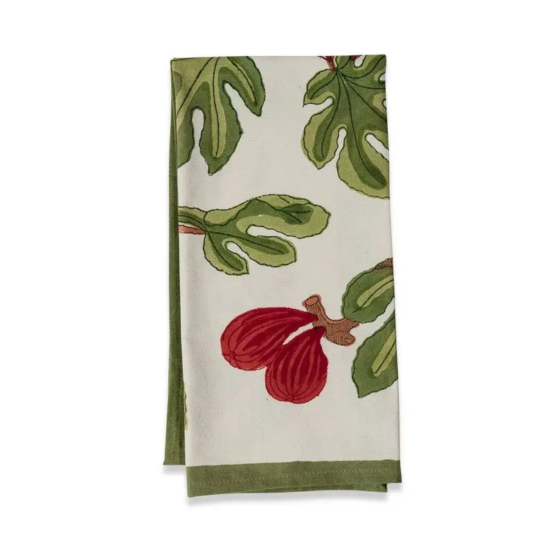 Couleur Nature Fig & Green Tea Towels – Linen Kitchen Cloth Set 1