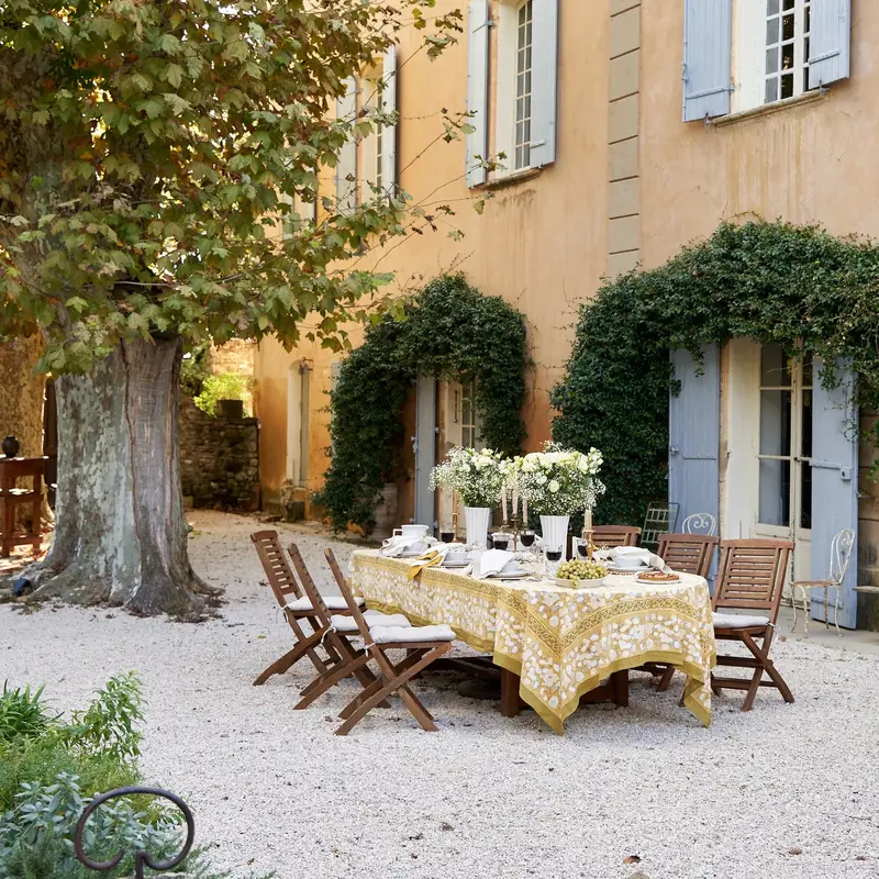 Couleur Nature Forest Harvest Grey & Mustard Square Tablecloth – 71" X 71" 1