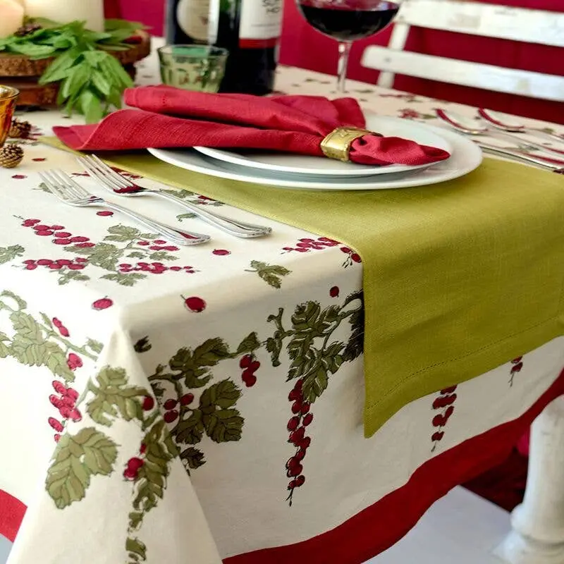 Couleur Nature Gooseberry Tablecloth – Red And Green, 59" X 86" 1