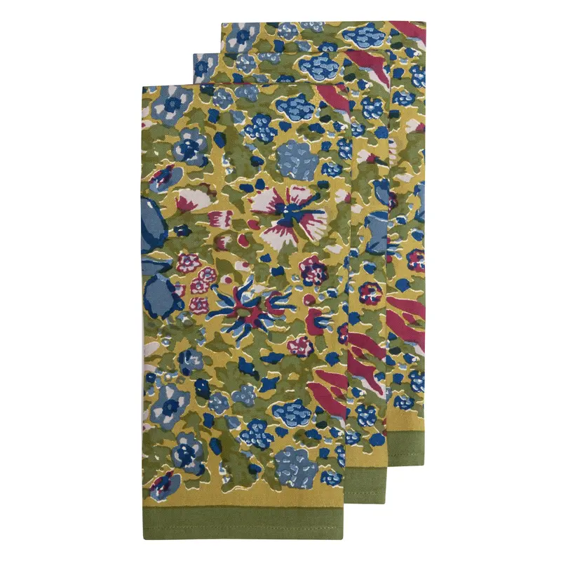 Couleur Nature Jardin Blue And Green Tea Towel Set (3-Pack) 1