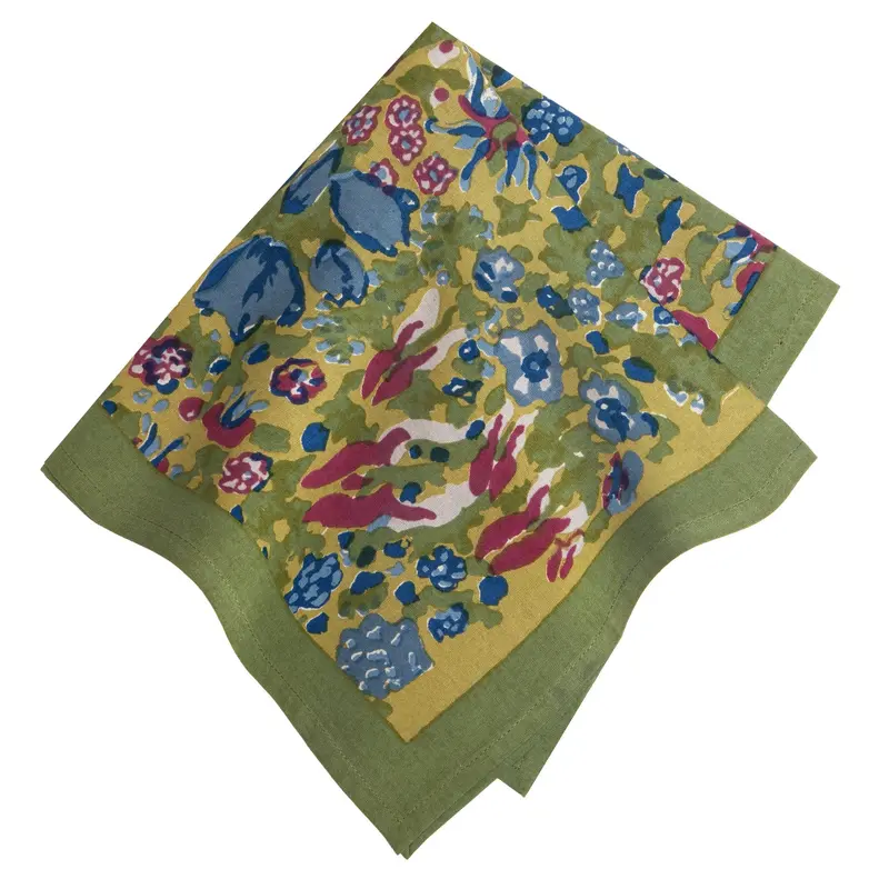 Couleur Nature Jardin Blue & Vert Napkins – 19" Square Botanical Set 1