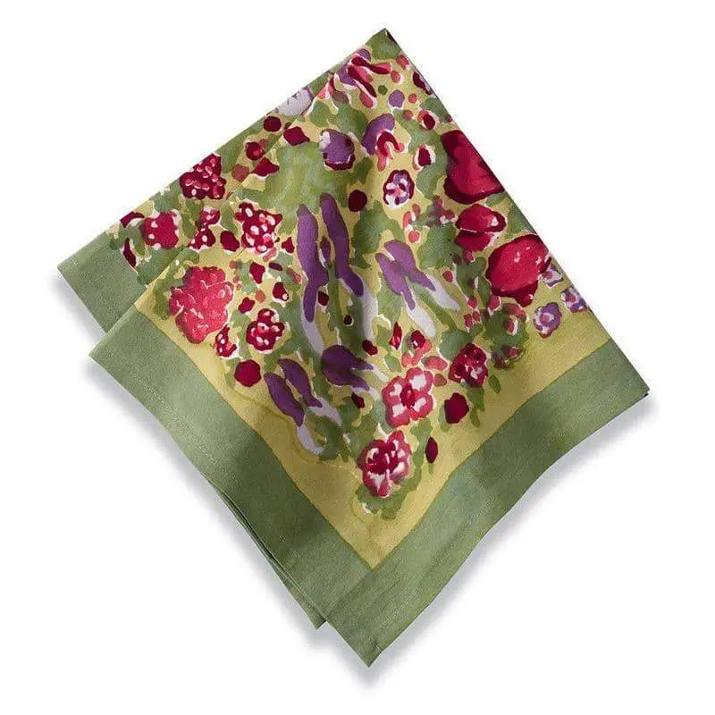 Couleur Nature Jardin Red & Green Napkins – 19" Square Linen Set 1